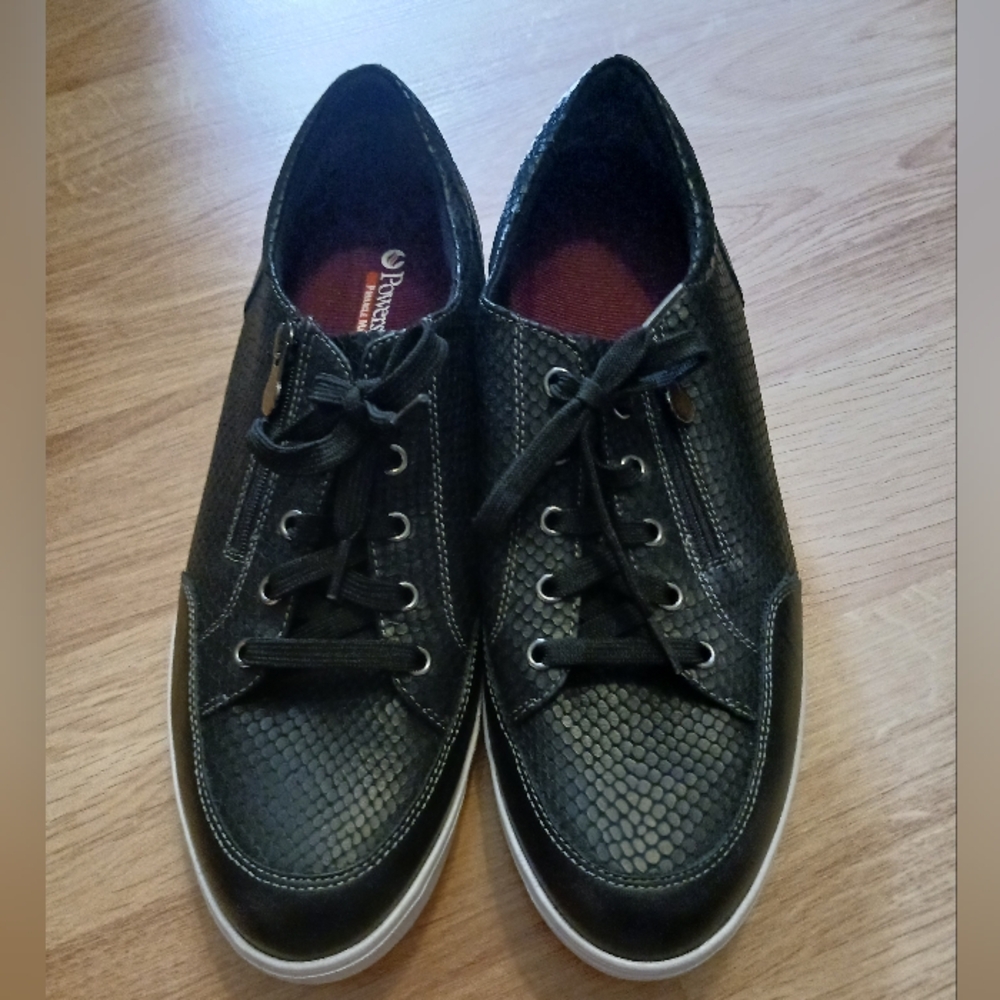 Munro Gabbie Black Snake Print‎ Leather Lace Up Side Zip Sneakers Size 13M